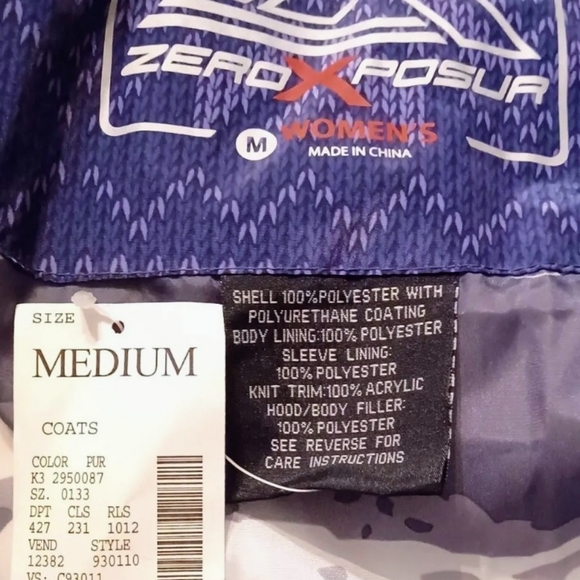 NWT! ZeroXposur Purple Synthetic Down Puffer Coat Hooded Zip Jacket Womens M - Picture 8 of 9